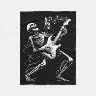 Skeleton Playing Guitar Music for Men Women Rock Fleece Blanket