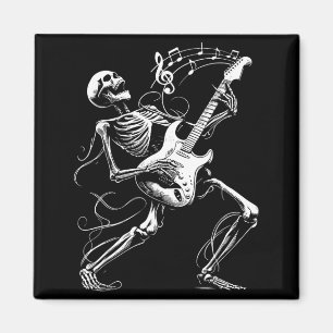 Skeleton Playing Guitar Music for Men Women Rock Magnet