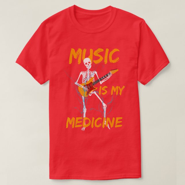 Skeleton Playing Guitar Music Lover Funny Gift  T-Shirt (Design Front)