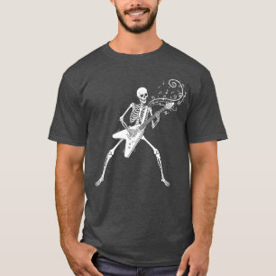 Skeleton Playing Guitar Music Rock Punk Concert re T-Shirt