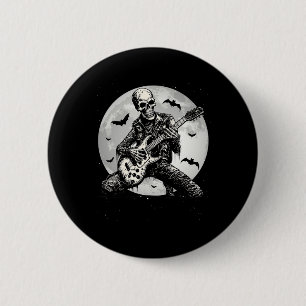Skeleton Playing Guitar Punk Rock Music Halloween  6 Cm Round Badge