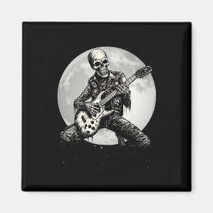 Skeleton Playing Guitar Punk Rock Music Halloween Magnet