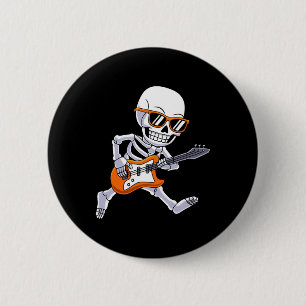 Skeleton Playing Guitar Rock And Roll Boys Kids  6 Cm Round Badge