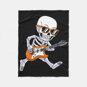 Skeleton Playing Guitar Rock And Roll Boys Kids  Fleece Blanket