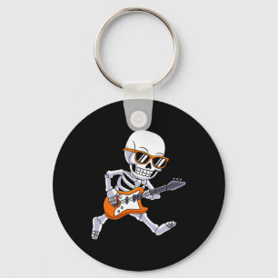 Skeleton Playing Guitar Rock And Roll Boys Kids Key Ring