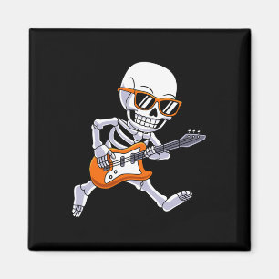 Skeleton Playing Guitar Rock And Roll Boys Kids Magnet