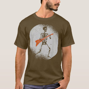 Skeleton Playing Guitar Rock Moon Halloween Music T-Shirt