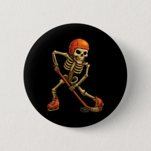 Skeleton Playing Ice Hockey Player Halloween Costu 6 Cm Round Badge