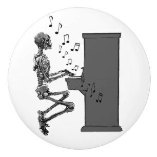 Skeleton Playing Piano Music Funny Ceramic Knob
