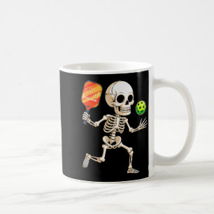 Skeleton playing pickle ball halloween costume coffee mug