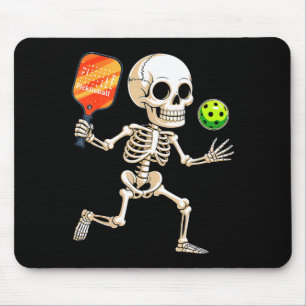 Skeleton playing pickle ball halloween costume mouse mat