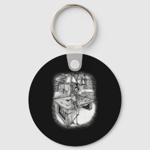 Skeleton Playing Pool  Key Ring
