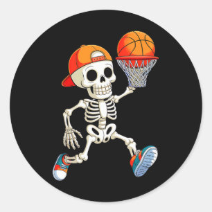 Skeleton Playing Sketll Halloween Costume Funny Me Classic Round Sticker