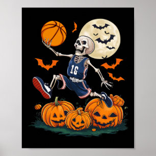 Skeleton Playing Sketll Halloween Men Boys Sketll Poster