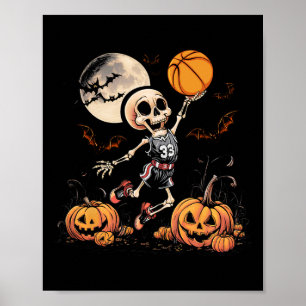 Skeleton Playing Sketll Halloween Men Boys Sketll Poster