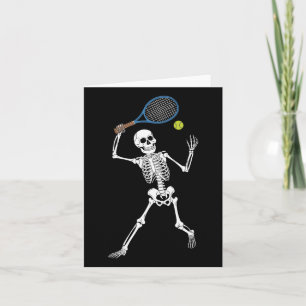 Skeleton Playing Tennis Lovers Spooky Halloween Pl Card