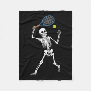 Skeleton Playing Tennis Lovers Spooky Halloween Pl Fleece Blanket