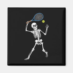 Skeleton Playing Tennis Lovers Spooky Halloween Pl Magnet