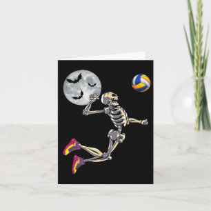 Skeleton Playing Volleyball Happy Halloween Day Bo Card