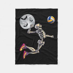 Skeleton Playing Volleyball Happy Halloween Day Bo Fleece Blanket