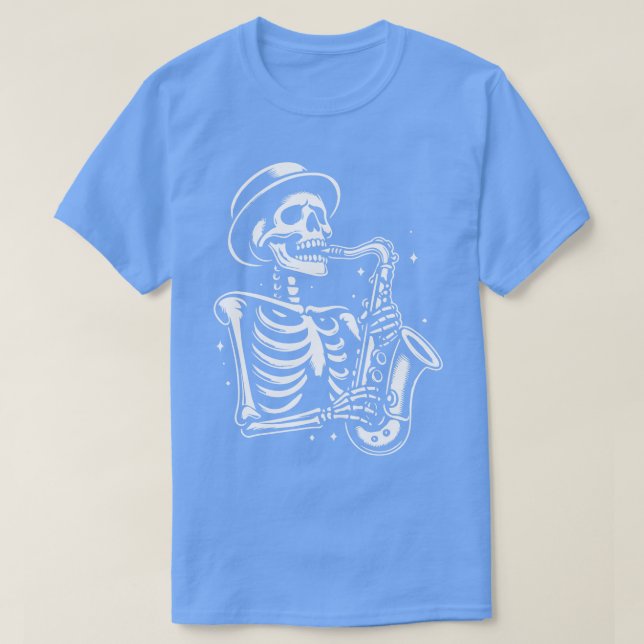 skeleton plays saxophone 2 T-Shirt (Design Front)