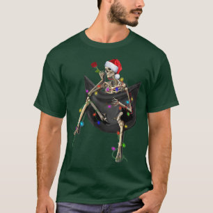 Skeleton Pocket Mid Christmas Lights Tree Xmas San T-Shirt