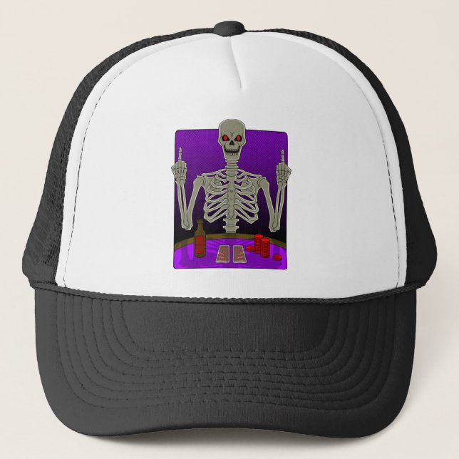 Skeleton Poker Flip Trucker Hat (Front)
