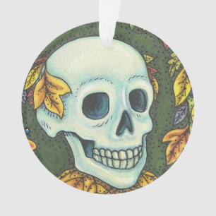SKELETON PORTRAIT HALLOWEEN SKULL ORNAMENT Round