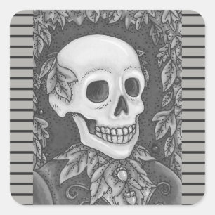 SKELETON PORTRAIT, SKULL HALLOWEEN STICKERS SHEET