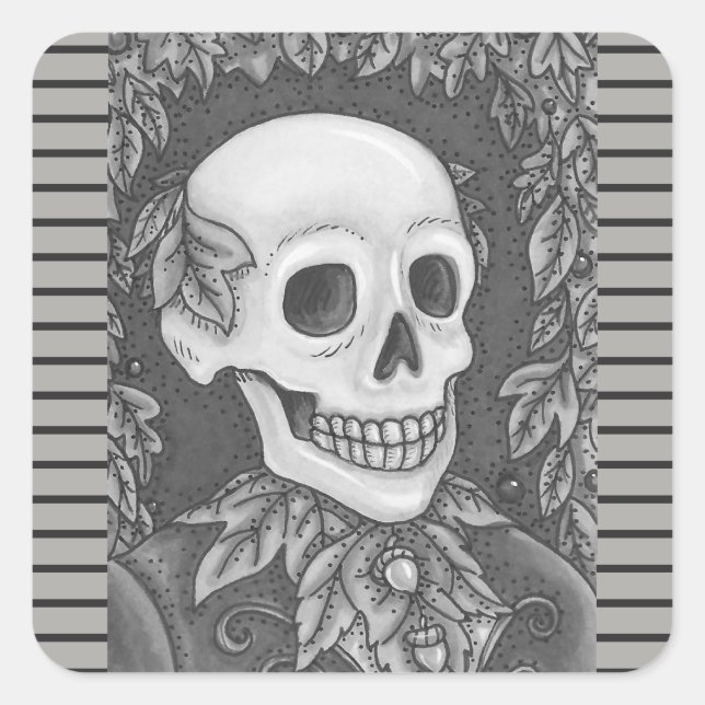 SKELETON PORTRAIT, SKULL HALLOWEEN STICKERS SHEET (Front)