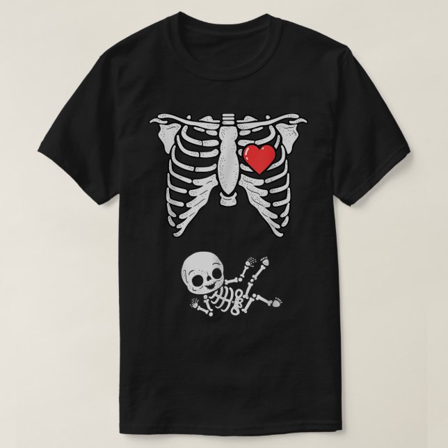 Skeleton Pregnancy Announcemen Xray Halloween Cost T-Shirt (Design Front)