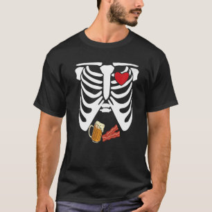 Skeleton Pregnancy Beer Bacon Xray Halloween Costu T-Shirt