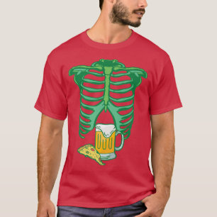 Skeleton Pregnancy I Pizza Beer Xray I Funny Hallo T-Shirt