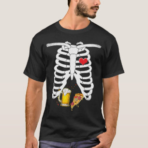 Skeleton Pregnancy Pizza Beer Xray Halloween Soon T-Shirt
