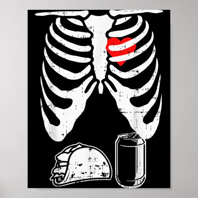 Skeleton Pregnancy Taco Beer Xray Halloween Soon D Poster (Front)