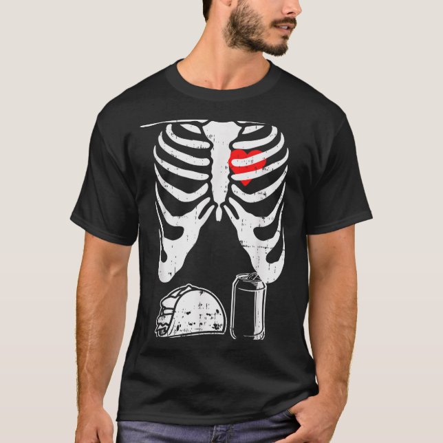 Skeleton Pregnancy Taco Beer Xray Halloween Soon D T-Shirt (Front)