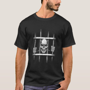 Skeleton Prisoner Behind Bars Skeletons Halloween T-Shirt