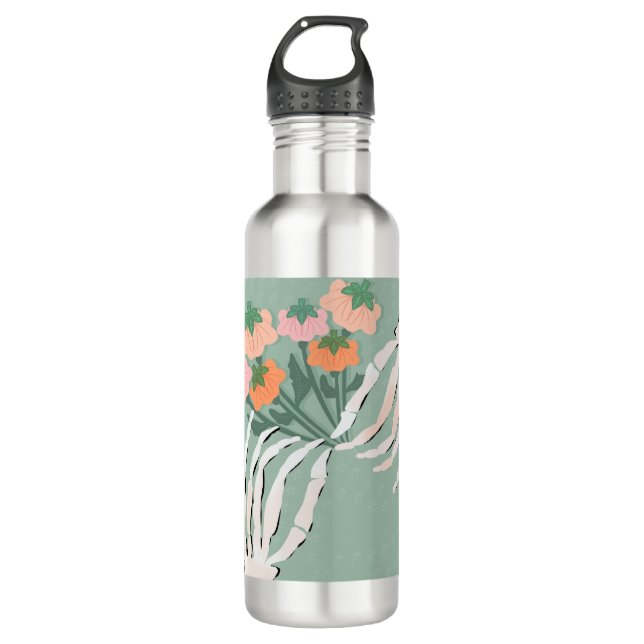 Skeleton Pumpkin Bouquet Halloween    710 Ml Water Bottle (Front)