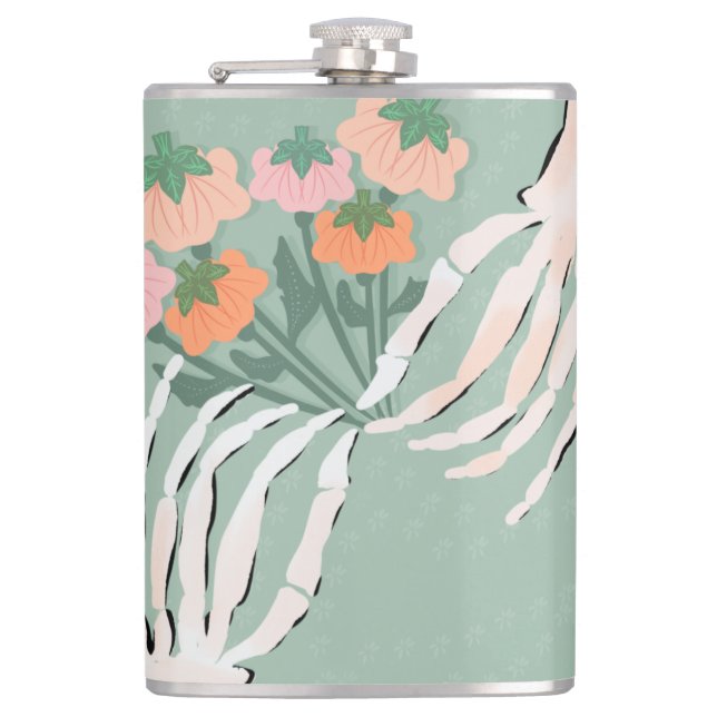 Skeleton Pumpkin Bouquet Halloween     Hip Flask (Front)