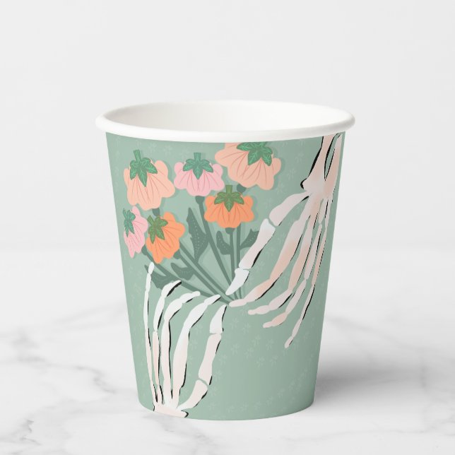 Skeleton Pumpkin Bouquet Halloween   Paper Cups (Front)