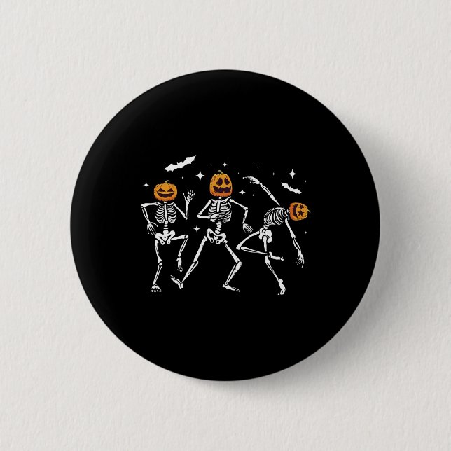 Skeleton Pumpkin Halloween  6 Cm Round Badge (Front)