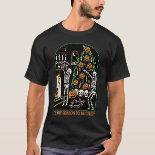 Skeleton Pumpkin Halloween Tis the season to be cr T-Shirt
