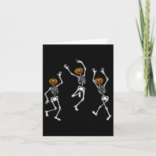 Skeleton Pumpkin Head Dancing Halloween Spooky Bon Card