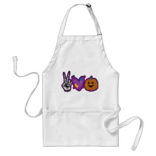 Skeleton Pumpkin Peace Love Halloween Standard Apron