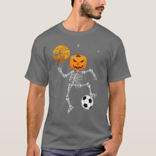Skeleton Pumpkin Soccer Halloween Boys Girls Kids  T-Shirt