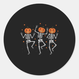 Skeleton Pumpkin Soky Dancing Halloween Dance Cost Classic Round Sticker