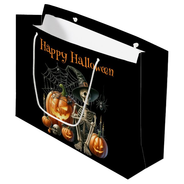 Skeleton Pumpkins Halloween Gift Bag (Front Angled)