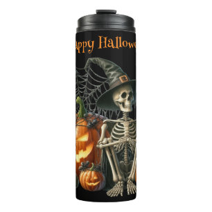 Skeleton Pumpkins Halloween Thermal Tumbler