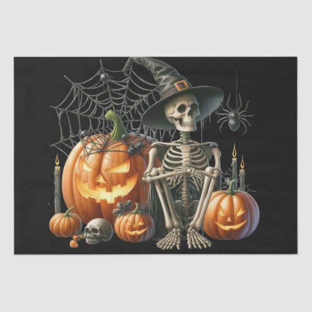 Skeleton Pumpkins Halloween Tissue Paper (Front)