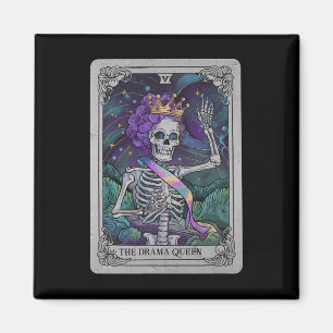Skeleton Queen Tarot Card Gothic Witchy Halloween Magnet